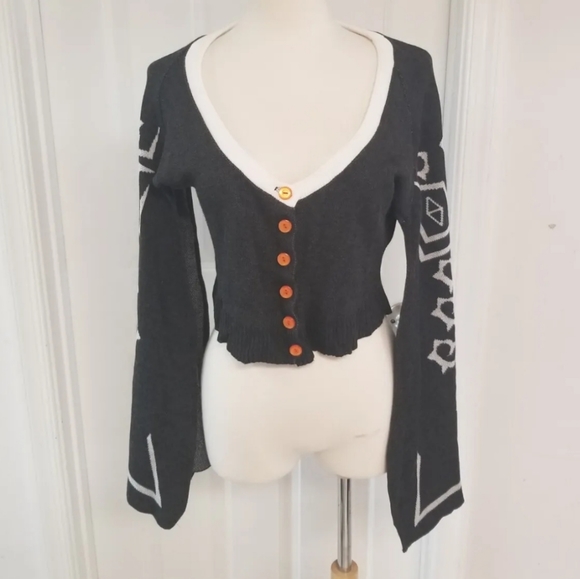 Elhoffer Design Open Bell Sleeve Cropped Cardigan M - Picture 1 of 12